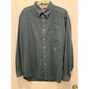 Tommy Hilfiger Button Down Shirt Large Mens Green Black Checkered Pattern L/S